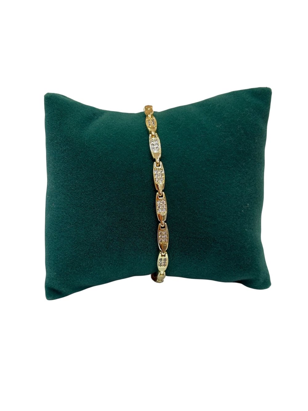 14K Gold Renk Oval Taşlı Basic VIP Bileklik (17+2 cm)