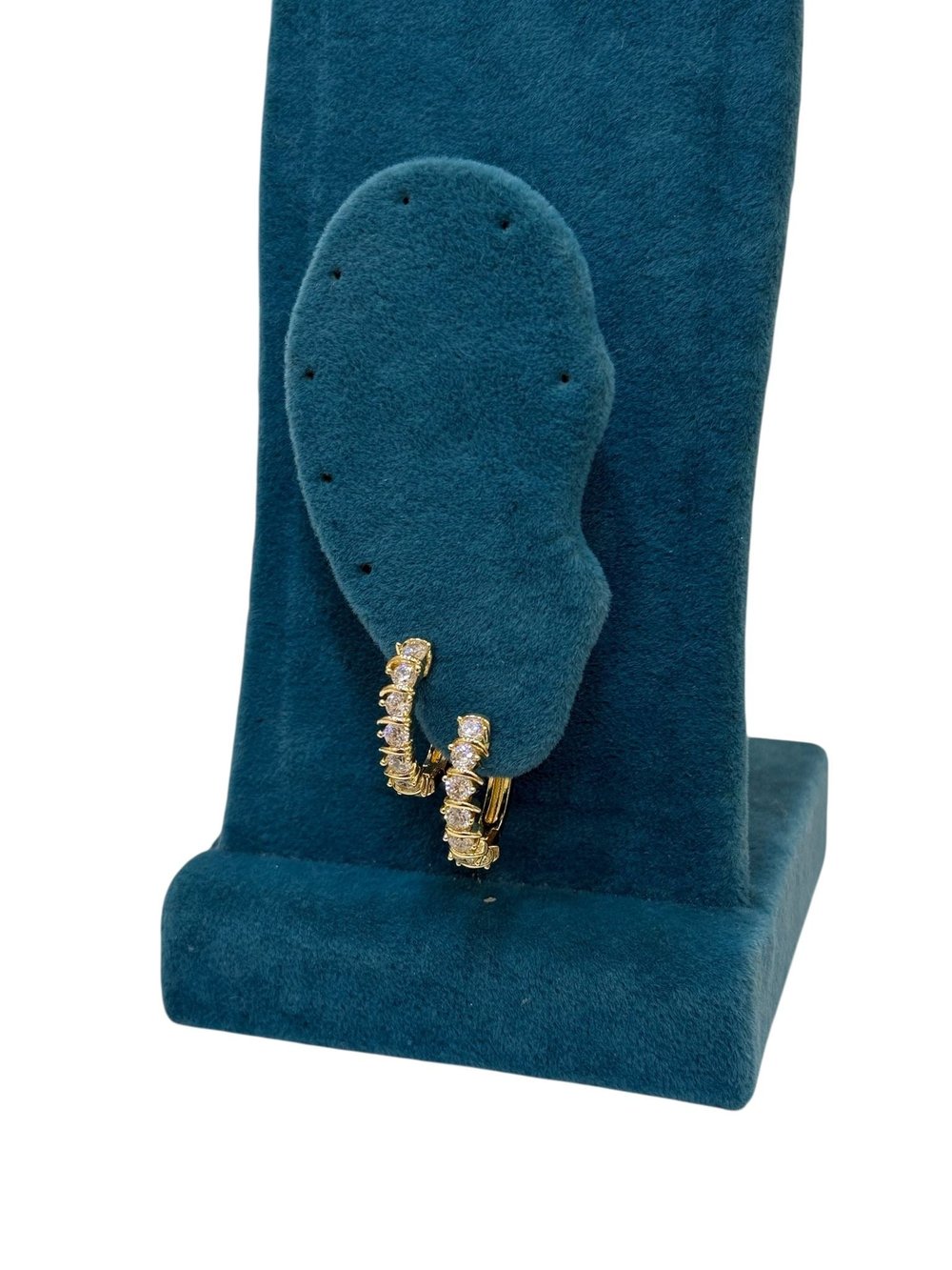14K Gold Renk Pırlanta Taş Döküm VIP Halka Küpe (1,5 CM)