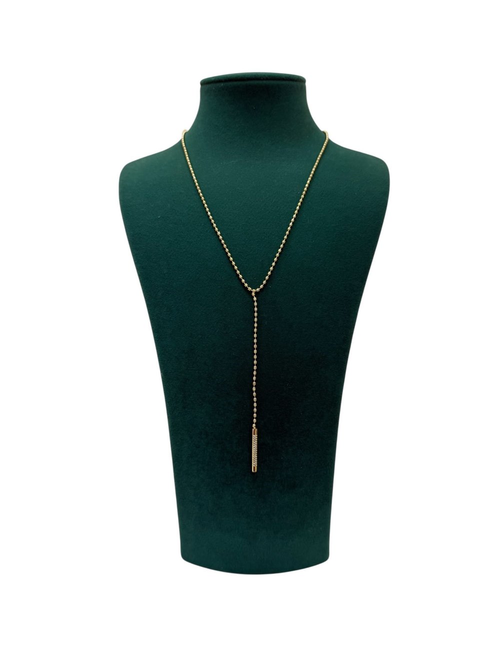 14K Gold Renk Ucu Taşlı Şerit VIP Y Kolye (60+5 CM)