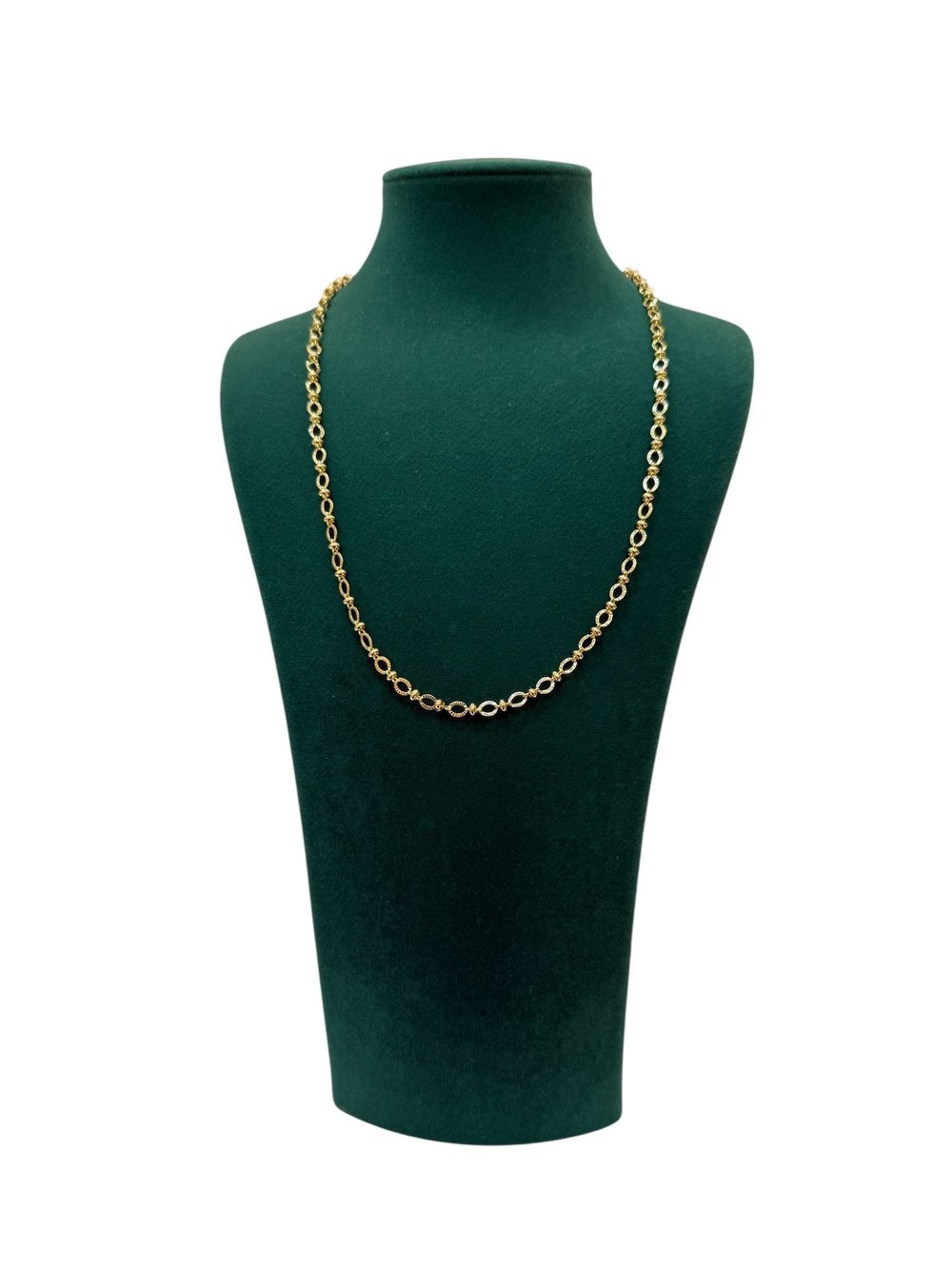 14K Gold Renk Yatay ve Dikey Zincir VIP Kolye (45 CM)