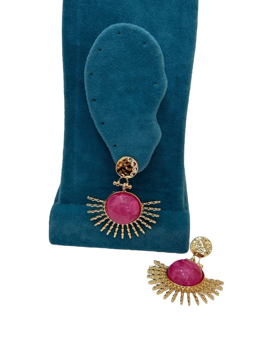 Fuşya Renk Yelpaze Model Küpe (4,5 CM)