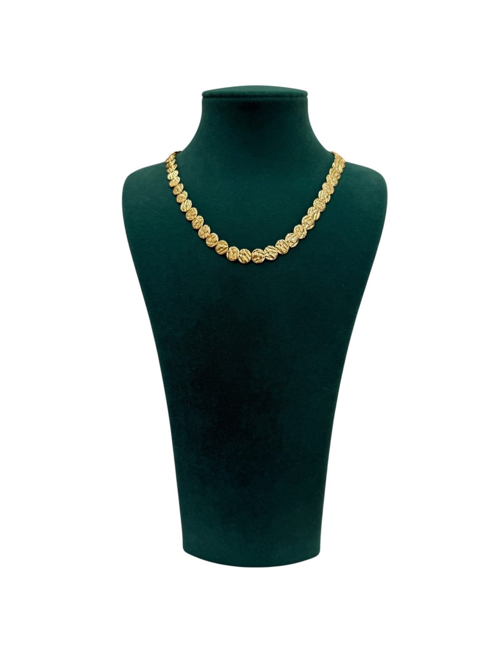 Gold Renk Dövme Pul Detaylı Boncuk Kolye (40+5 CM)