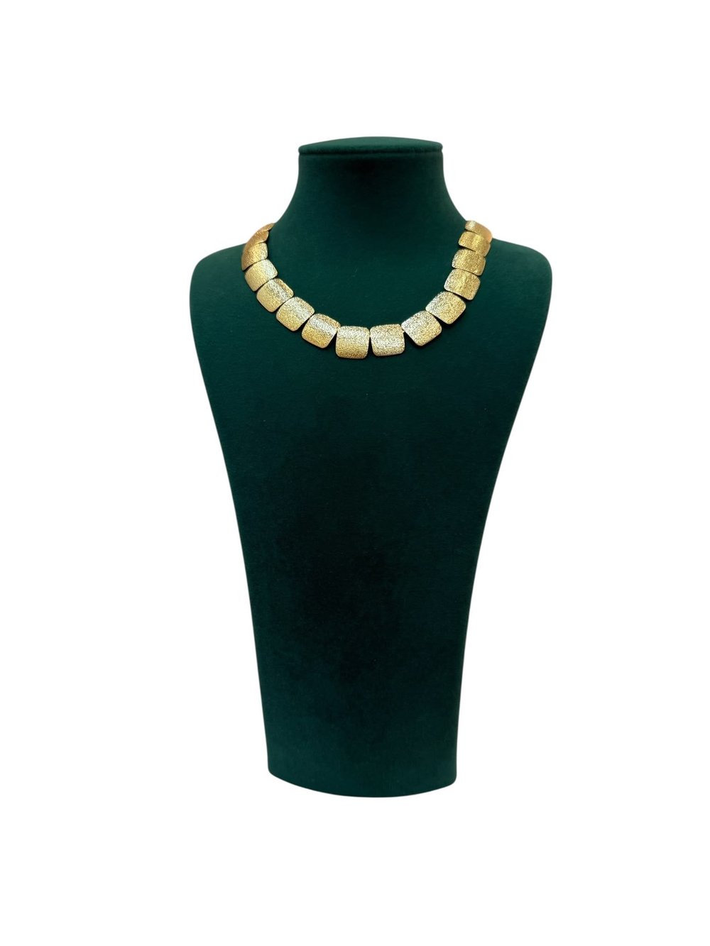 Gold Renk Kare Dövme Pul Detaylı Boncuk Kolye (35+5 CM)