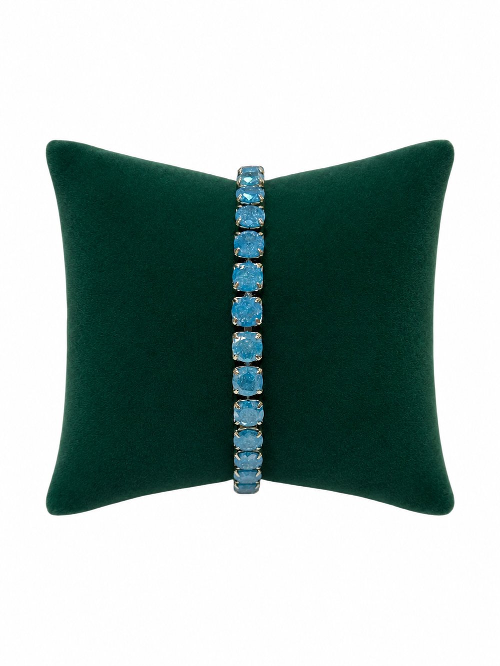 Gümüş Renk Mavi Opal Taşlı 4 MM Su Yolu Bileklik (17+2 CM)
