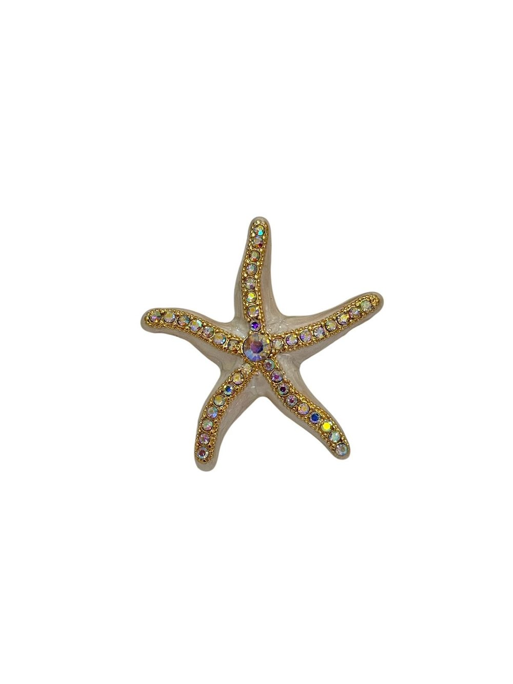 Krem Yansıma Taşlı Deniz Yıldızı Broş (4,5x5 cm)