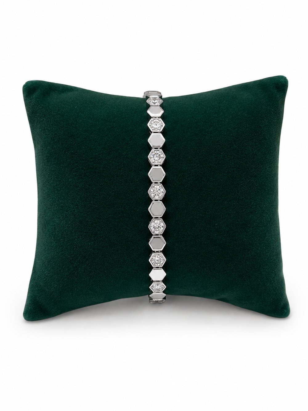 Silver Renk Bir Dolu Bir Boş Taşlı Orta Boy Petek VIP Bileklik (17+2 cm)