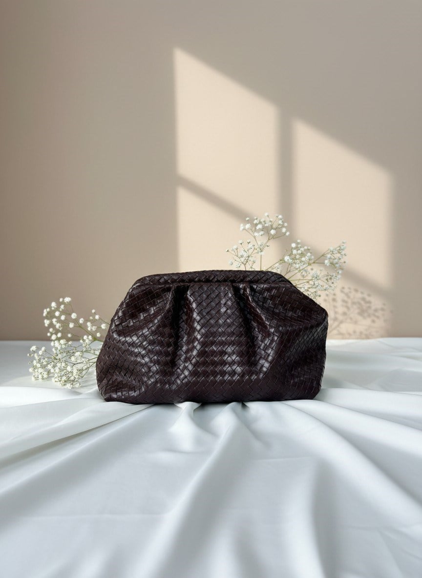 Yasem Örgü Dokulu Acı Kahve Kadın El Çantası