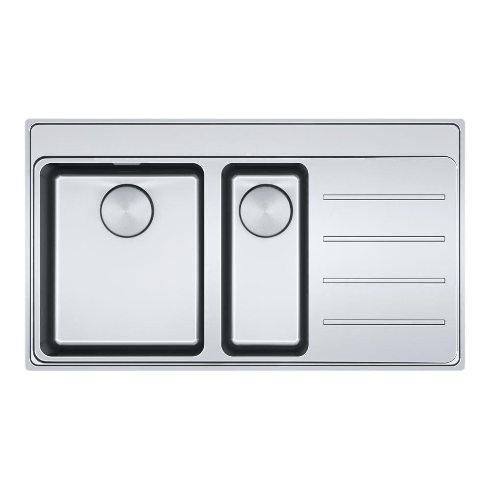 Franke MYX 251-86 Paslanmaz Çelik Evye, Sağ Damlalık, Tezgah Üstü, 1.5 Hazneli, Inox Renk, 86x52 cm