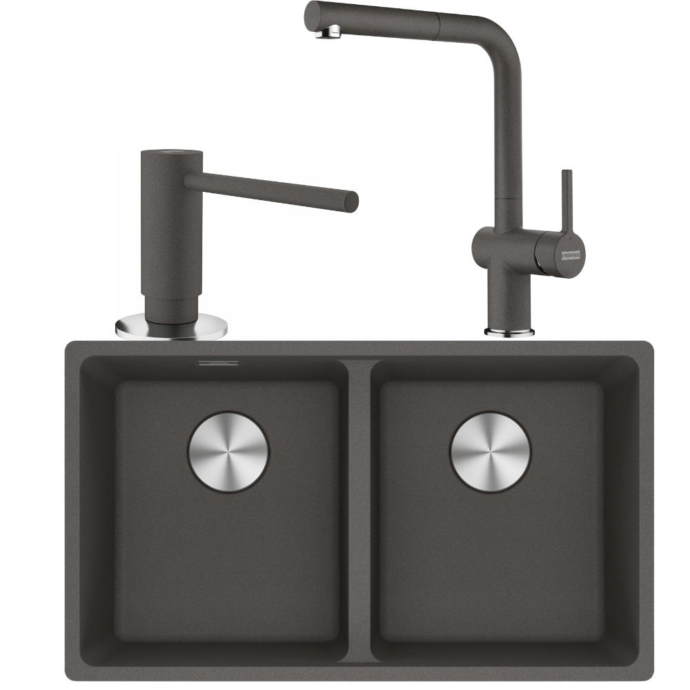 Franke MRG 120-35-35 Granit Slate Grey Evye, ACTIVE PLUS DOCCIA 2.0 Slate Grey Armatür, Sıvı Sabunluk Slate Grey Renk