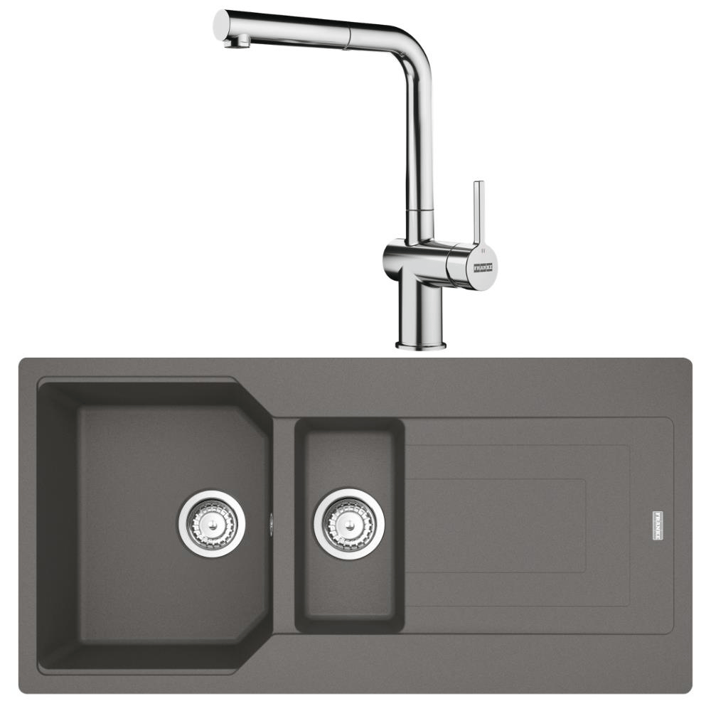 Franke Urban UBG 651-100 Granit Stone Grey Evye, Active Plus Doccia Krom Armatür