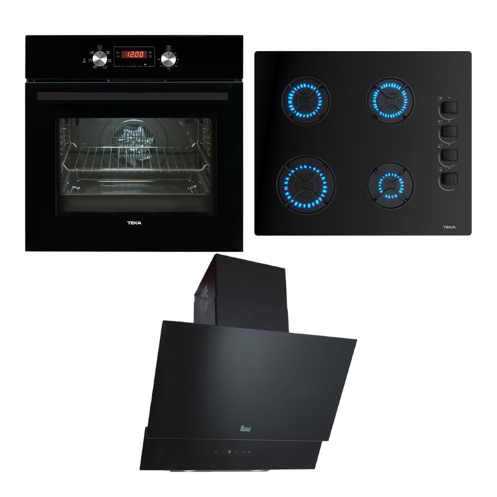 Teka Ankastre Set Chef 5; HAK 625 BK Ankastre Fırın, GBE 64002 KBC BK E4 Ankastre Ocak, ATV 60 Davlumbaz, Siyah
