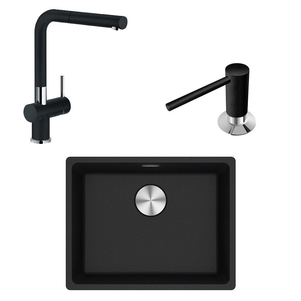 Franke Maris MRG 110-52 Üçlü Set, Nero renk, Evye - Armatür - Sıvı sabunluk