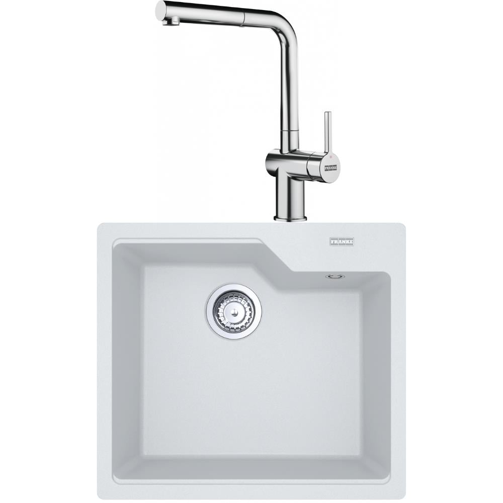 Franke UBG 610-56 Granit Bianco Evye, ACTIVE PLUS DOCCIA 2.0 Spiralli, Krom Armatür
