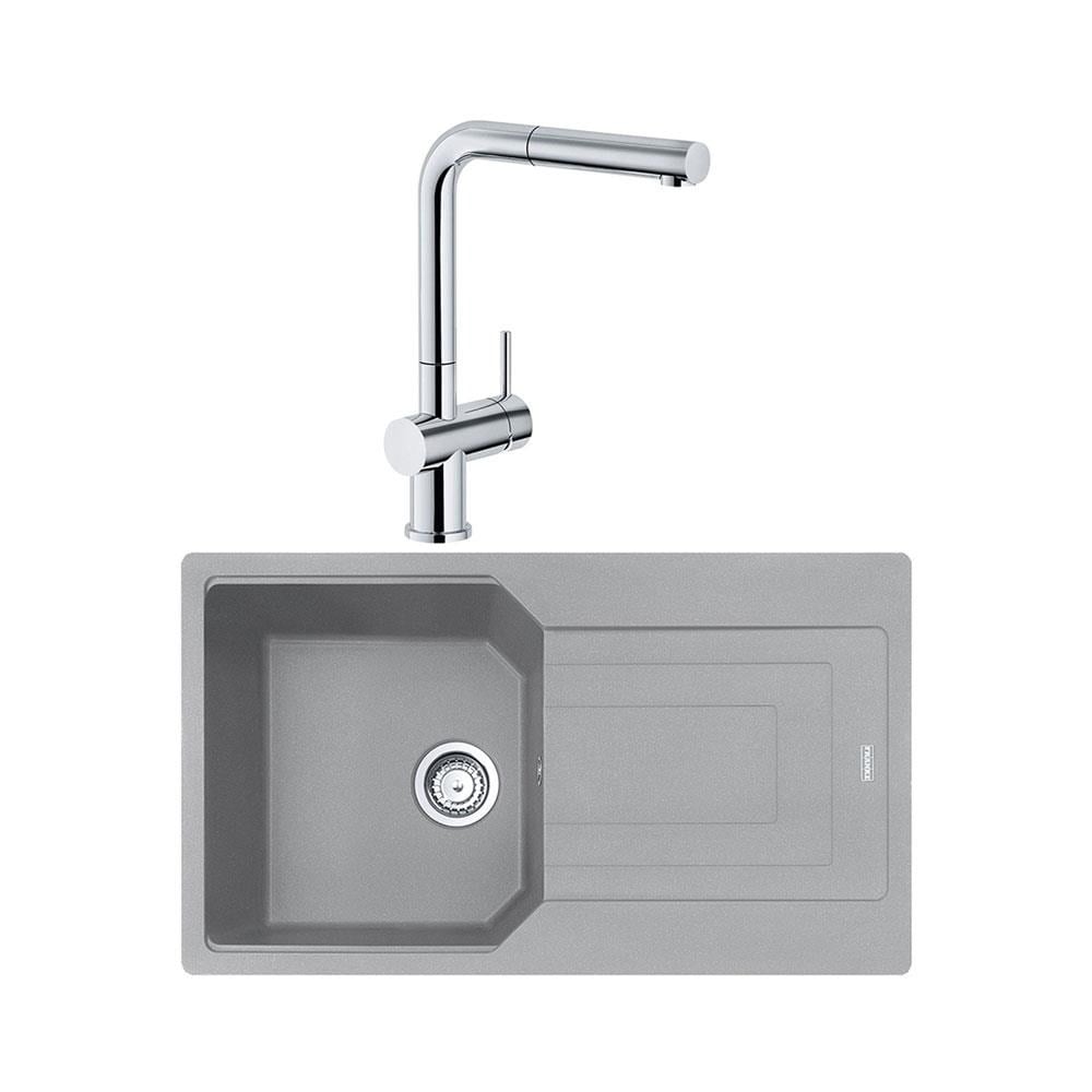 Franke UBG 611-86 Granit Stone Grey Evye, Active Plus Doccia Krom Armatür