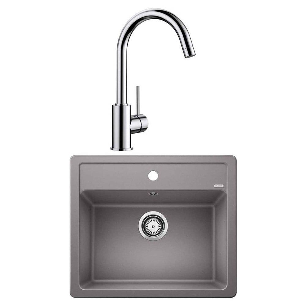 Blanco LEGRA 6 Granit Alu Metallic Evye, MIDA Krom Armatür Set