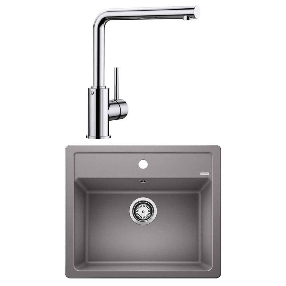 Blanco LEGRA 6 Granit Alu Metallic Evye, MILA Krom Armatür Set