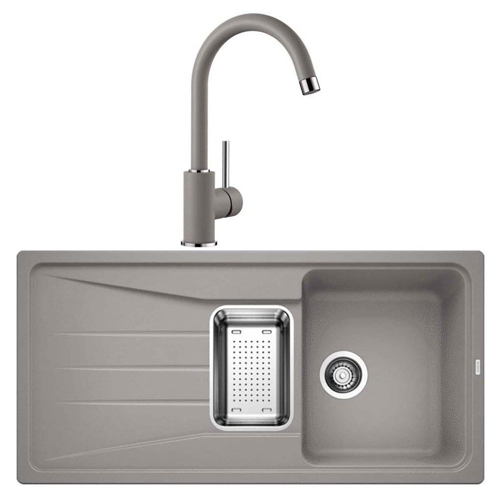 Blanco SONA 6 S Alu Metallic Granit Evye, MIDA Alu Metallic Armatür Set, Aksesuar Hediyeli