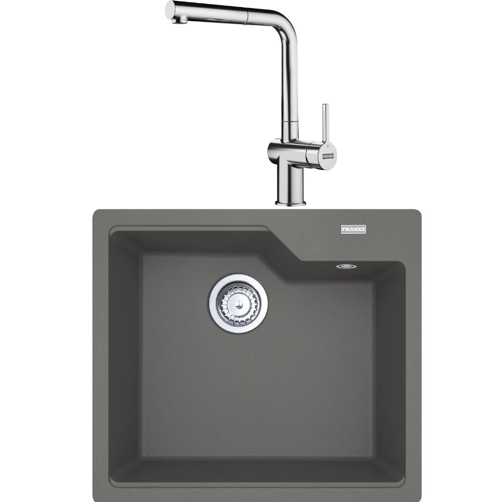 Franke UBG 610-56 Granit Stone Grey Evye, ACTIVE PLUS DOCCIA 2.0 Spiralli, Krom Armatür