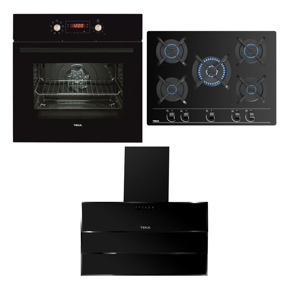 Teka Ankastre Set, TVT CHEF 10, HAK 629 BK Ankastre Fırın, GBC 75030 KBC BK Ankastre Ocak, TVT 90 Siyah Davlumbaz