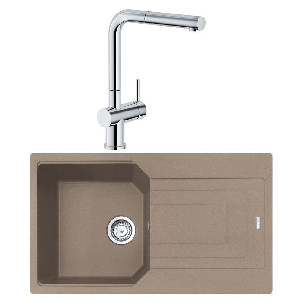 Franke UBG 611-86 Granit Oyster Evye, Active Plus Doccia Krom Armatür
