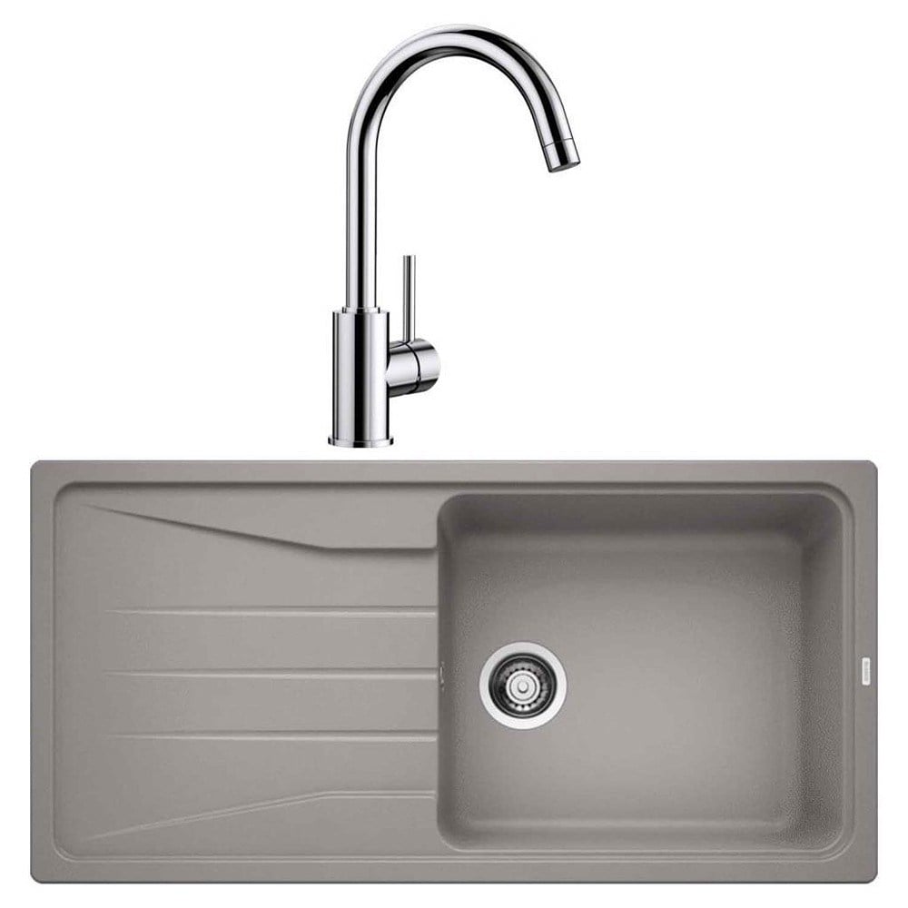 Blanco SONA XL 6 S Granit Alu Metallic Evye, MIDA Krom Armatür Set