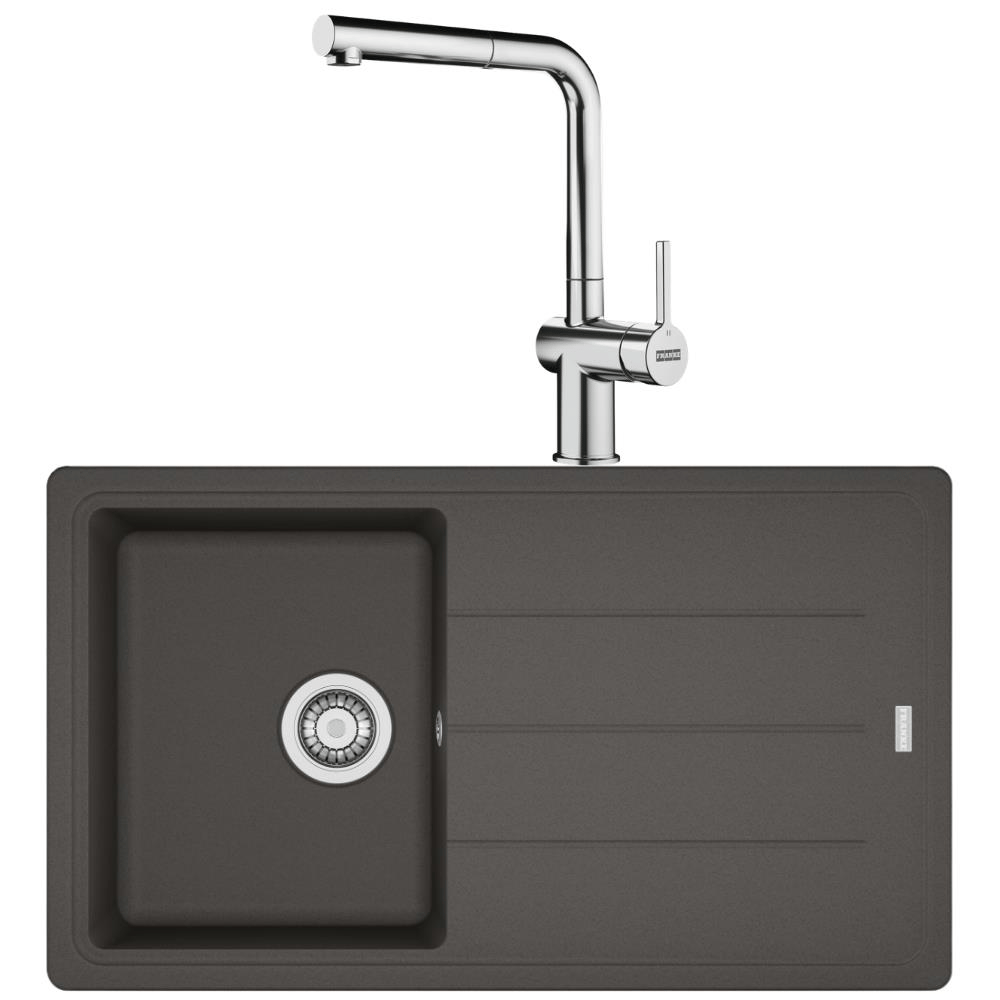 Franke BFG 611 Granit Slate Grey Evye, Active Plus Doccia Krom Spiralli Armatür Seti