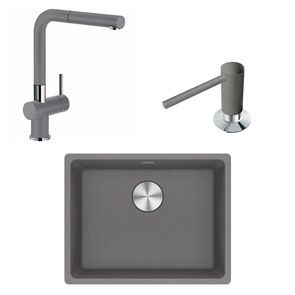 Franke Maris MRG 110-52 Üçlü Set, Stone Grey renk, Evye - Armatür - Sıvı Sabunluk