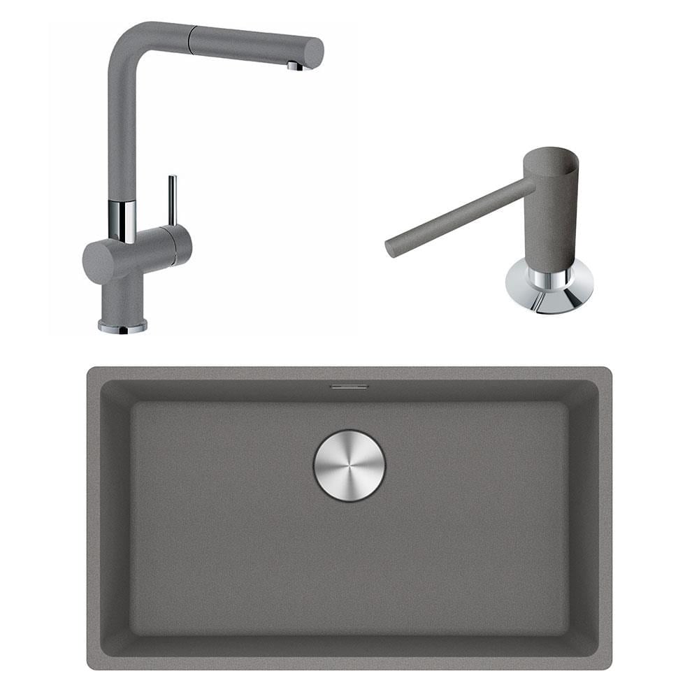 Franke MRG 110-72 Üçlü Set, Stone Grey Renk, Evye - Armatür - Sabunluk