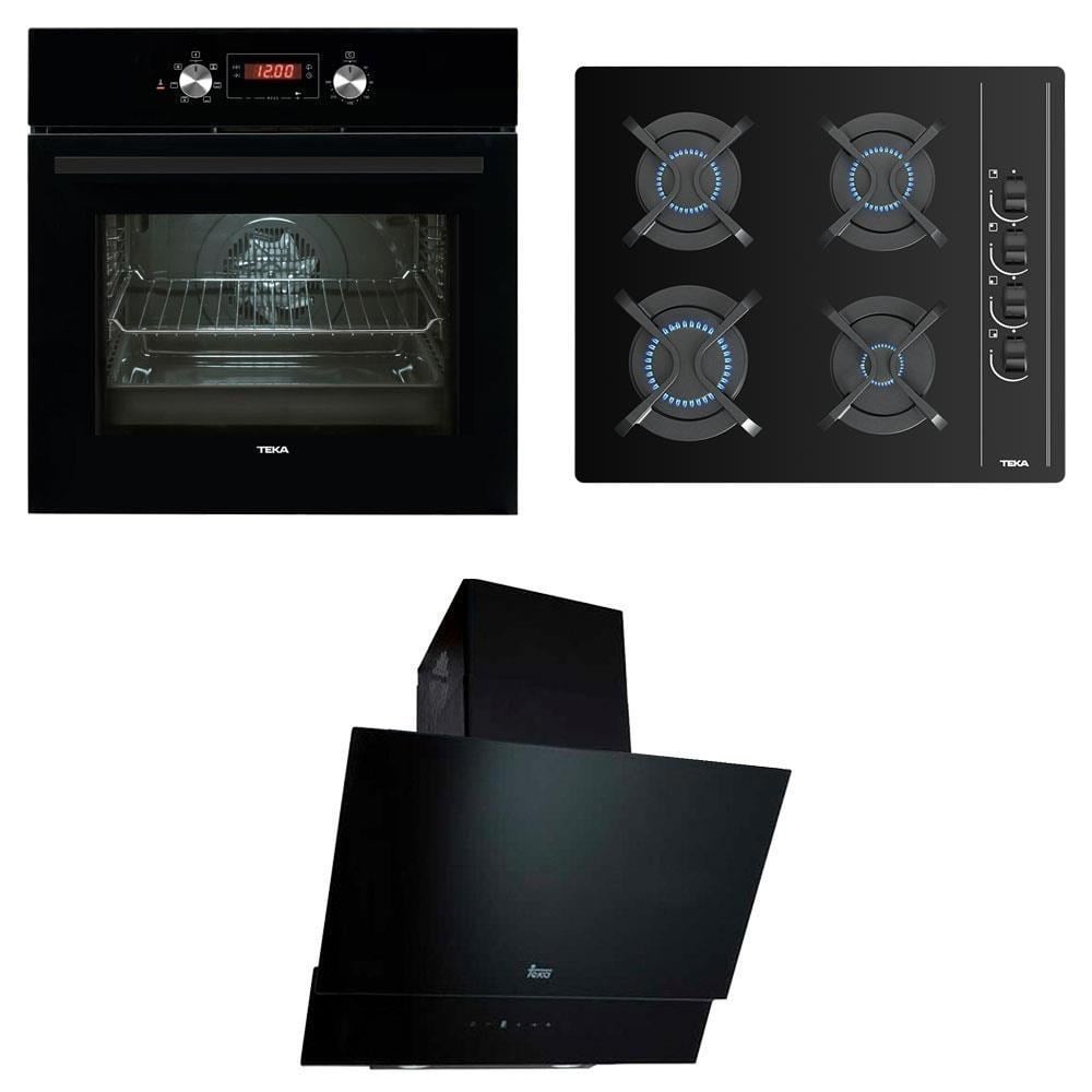 Teka Ankastre Set Chef 7; HAK 627 BK Ankastre Fırın, GBC 64002 KBC Ankastre Ocak, TVT 60.1 Black Davlumbaz