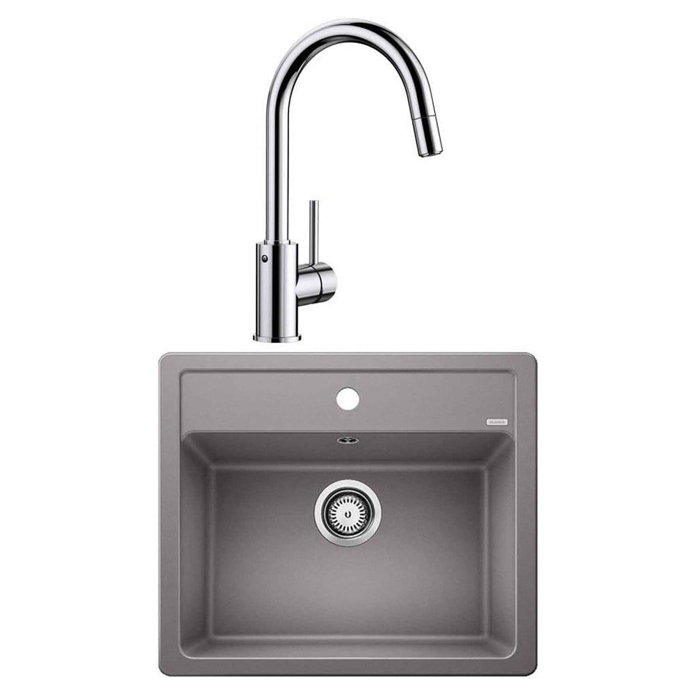 Blanco LEGRA 6 Granit Alu Metallic Evye, MIDA-S Krom Spiralli Armatür Set