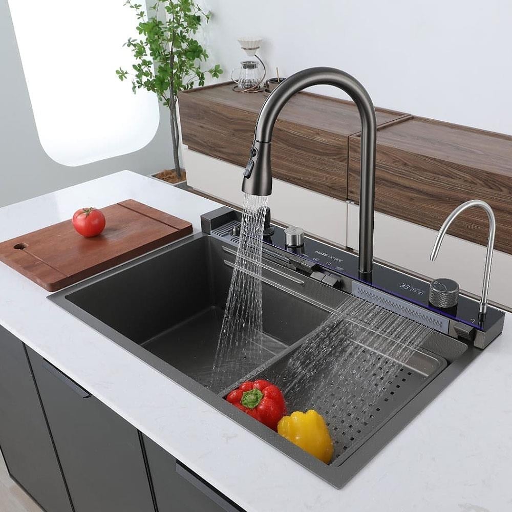 MASE MODE Multi Fonksiyonlu Teknolojik Akıllı Evye Seti, Paslanmaz Çelik, 75x46 cm