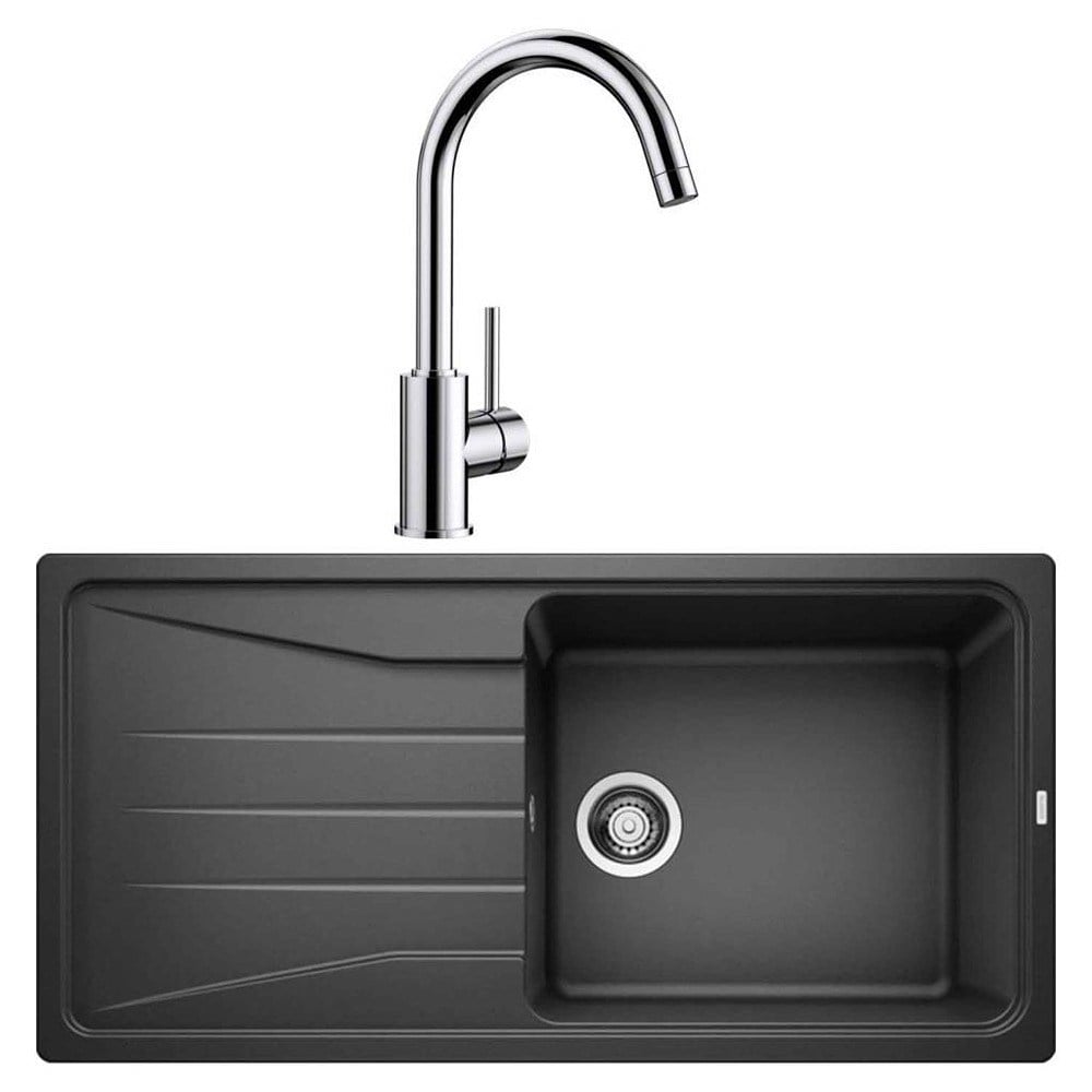 Blanco SONA XL 6 S Granit Antrasit Evye, MIDA Krom Armatür Set