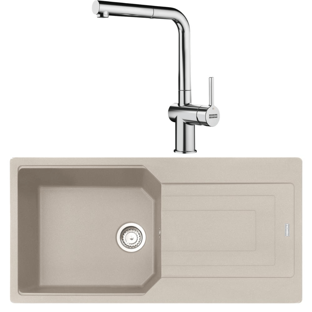 Franke UBG 611-100 Granit Sahara Evye, Active Plus Doccia Krom Armatür