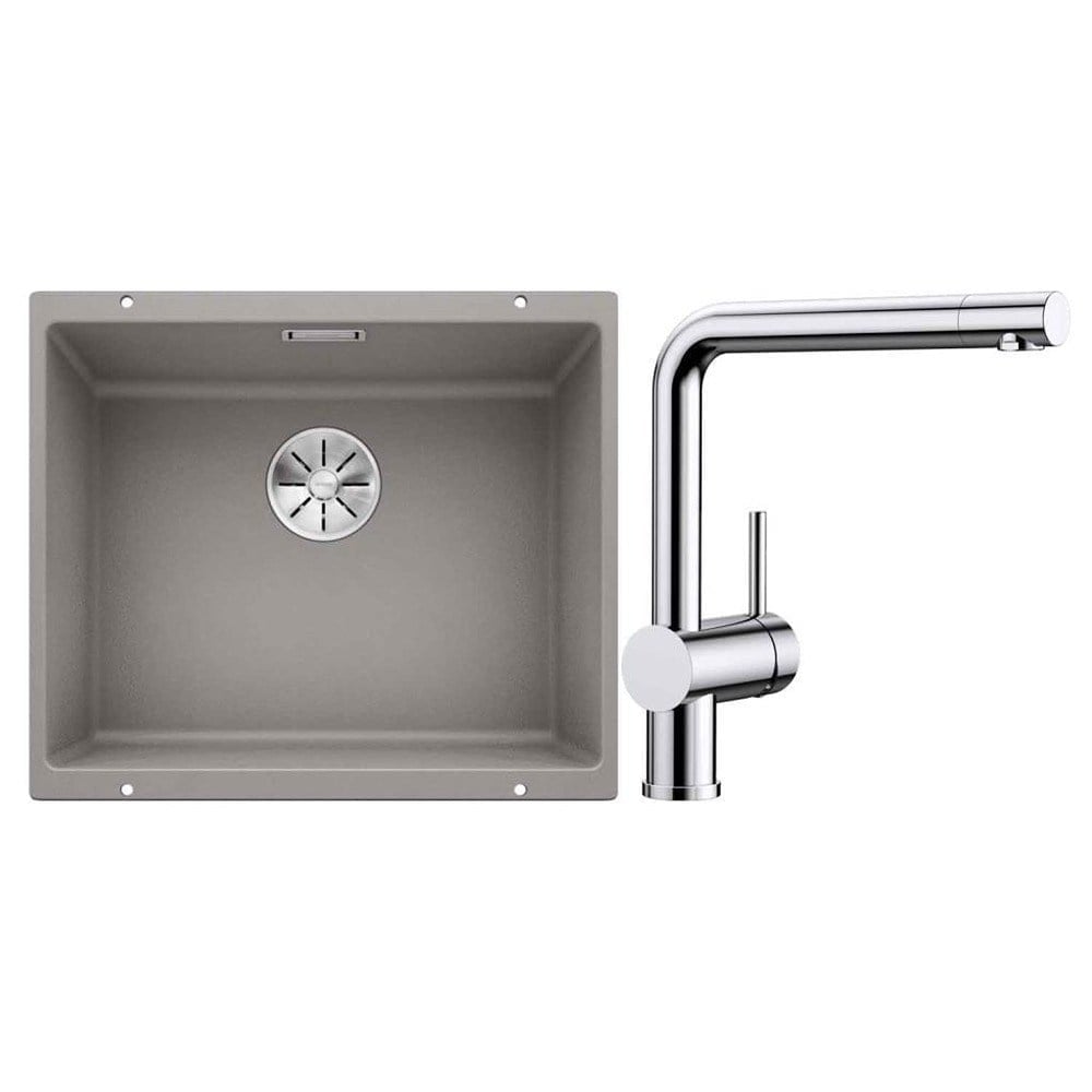 Blanco SUBLINE 500 U Granit Alu Metallic Evye, LINUS Krom Armatür Set