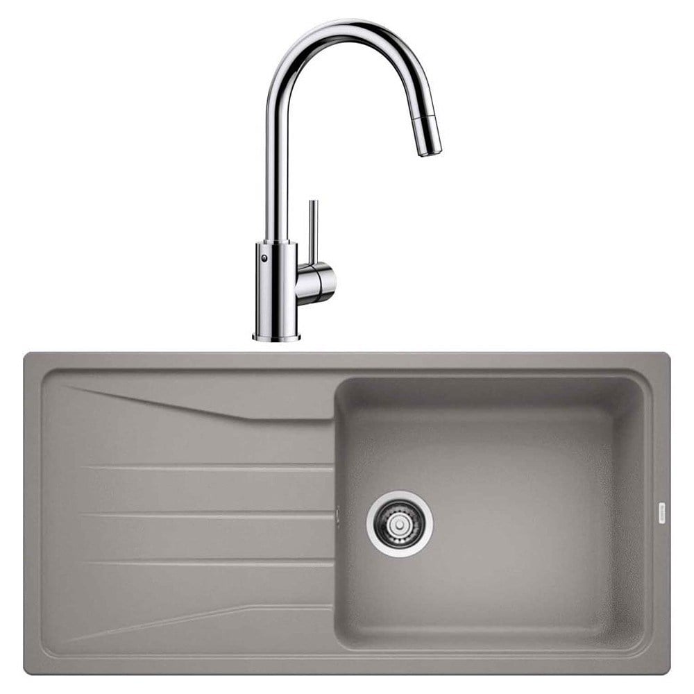 Blanco SONA XL 6 S Granit Alu Metallic Evye, MIDA-S Krom Spiralli Armatür Set