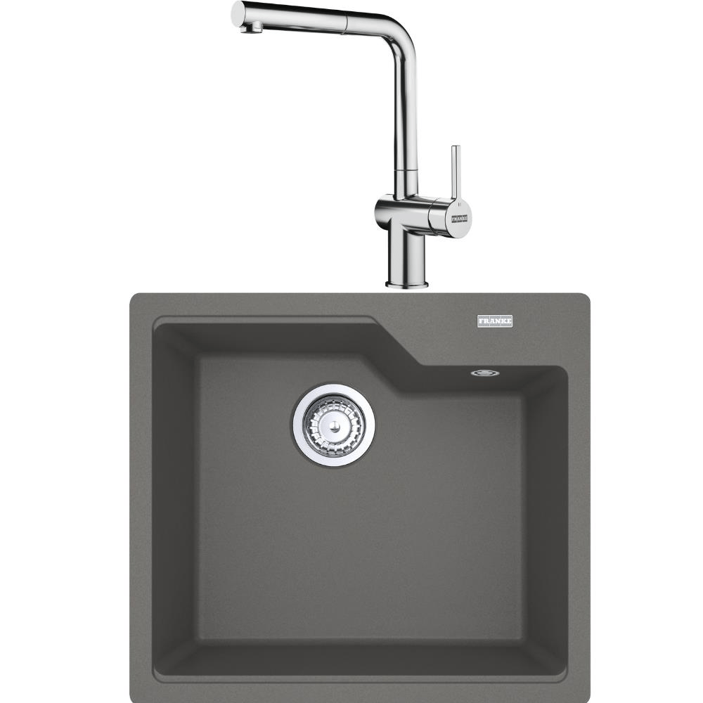Franke UBG 610-56 Granit Stone Grey Evye, ACTIVE PLUS DOCCIA 2.0 Spiralli, Krom Armatür