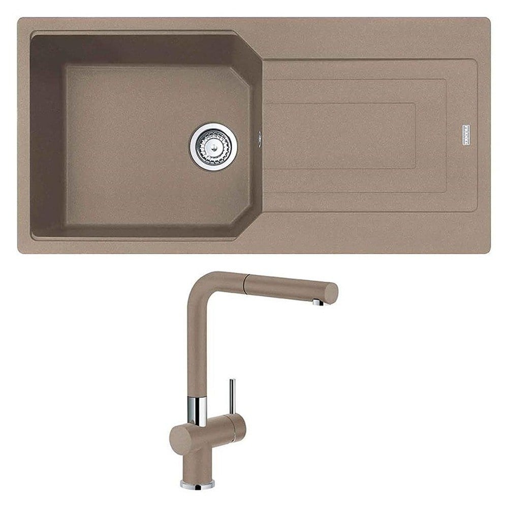 Franke UBG 611-100 Granit Oyster Evye, Active Plus Doccia Oyster Armatür