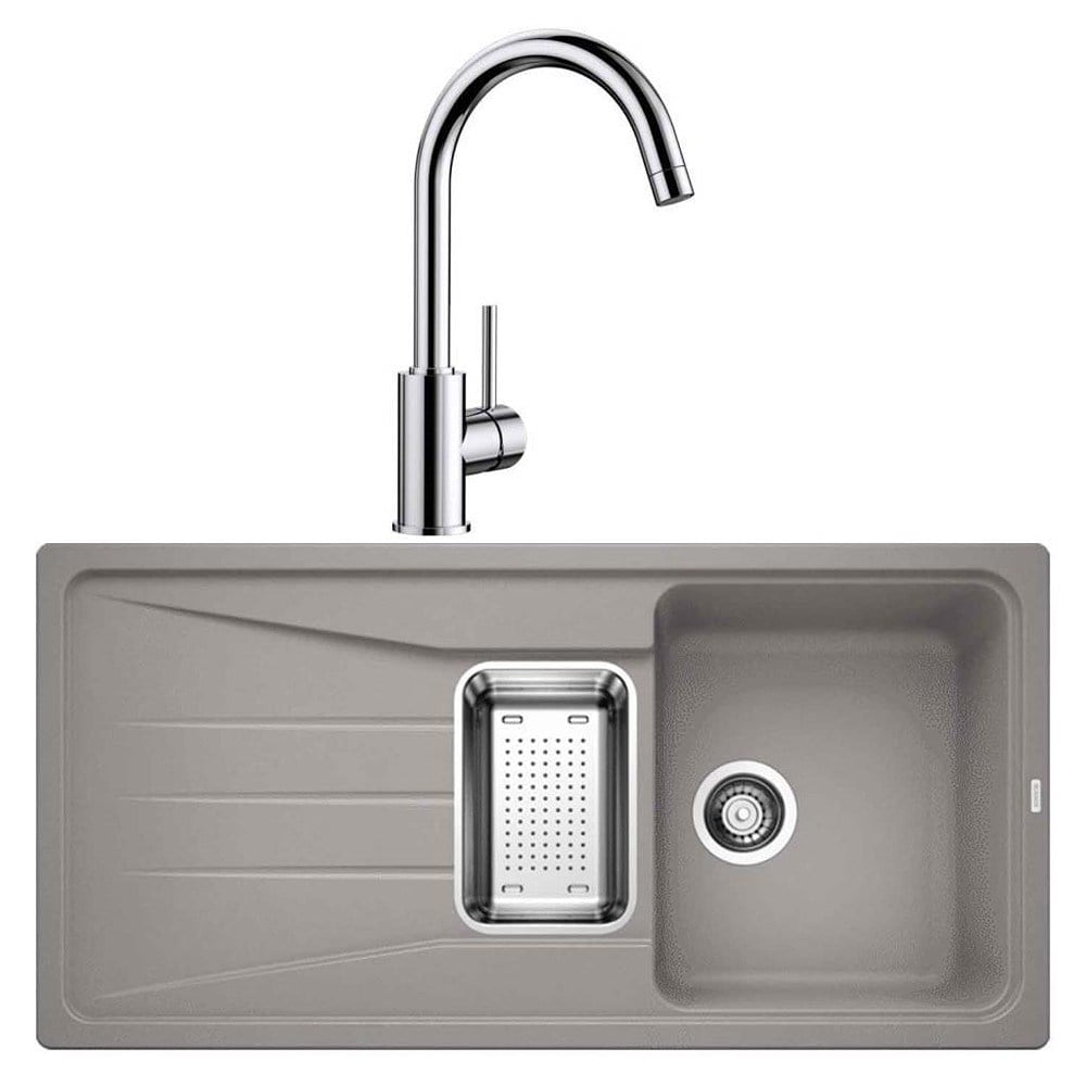 Blanco SONA 6 S Alu Metallic Granit Evye, MIDA Krom Armatür Set, Aksesuar Hediyeli