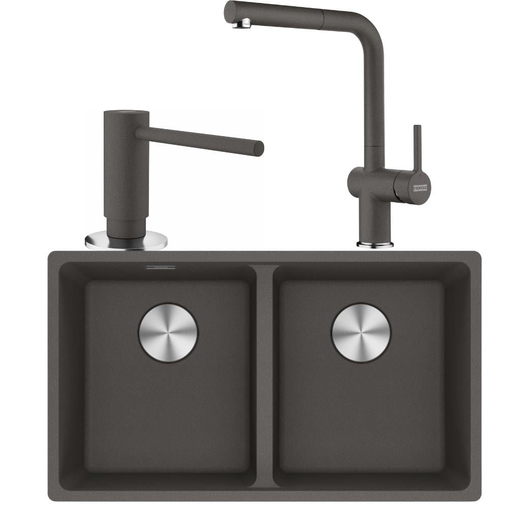 Franke MRG 120-35-35 Granit Slate Grey Evye, ACTIVE PLUS DOCCIA 2.0 Slate Grey Armatür, Sıvı Sabunluk Slate Grey Renk