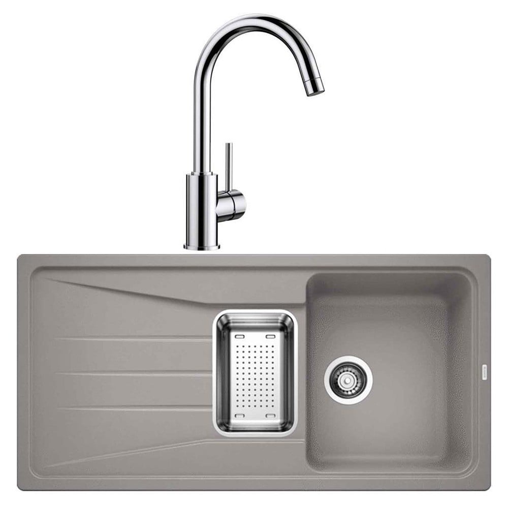 Blanco SONA 6 S Alu Metallic Granit Evye, MIDA Krom Armatür Set, Aksesuar Hediyeli