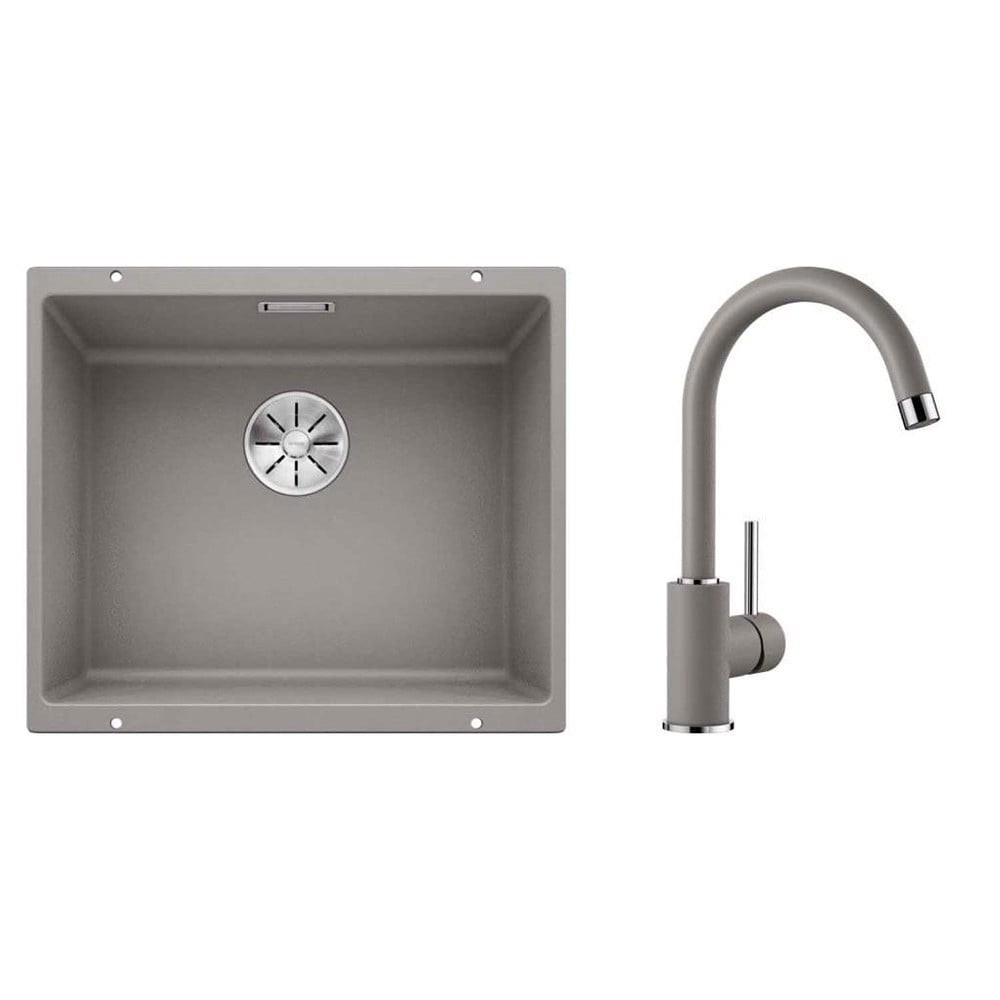 Blanco SUBLINE 500 U Granit Alu Metallic Evye, MIDA Alu Metallic Armatür Set