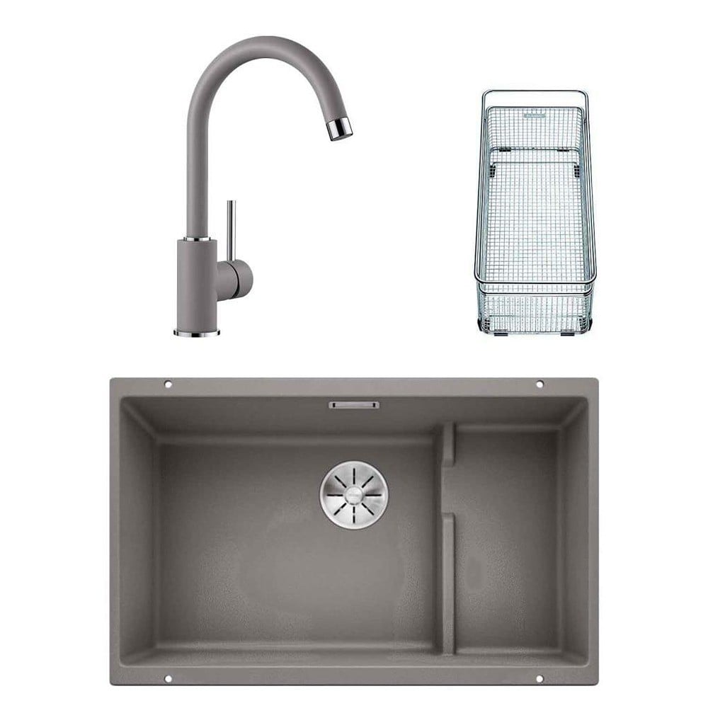 Blanco SUBLINE 700 U LEVEL Granit Alu Metallic Evye, MIDA Alu Metallic Armatür Set, Aksesuar hediyeli