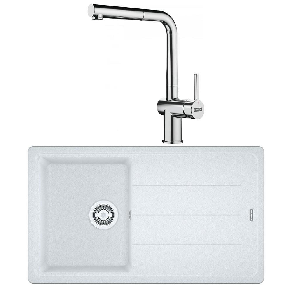 Franke BFG 611 Granit Bianco Evye, Active Plus Doccia Krom Spiralli Armatür Seti