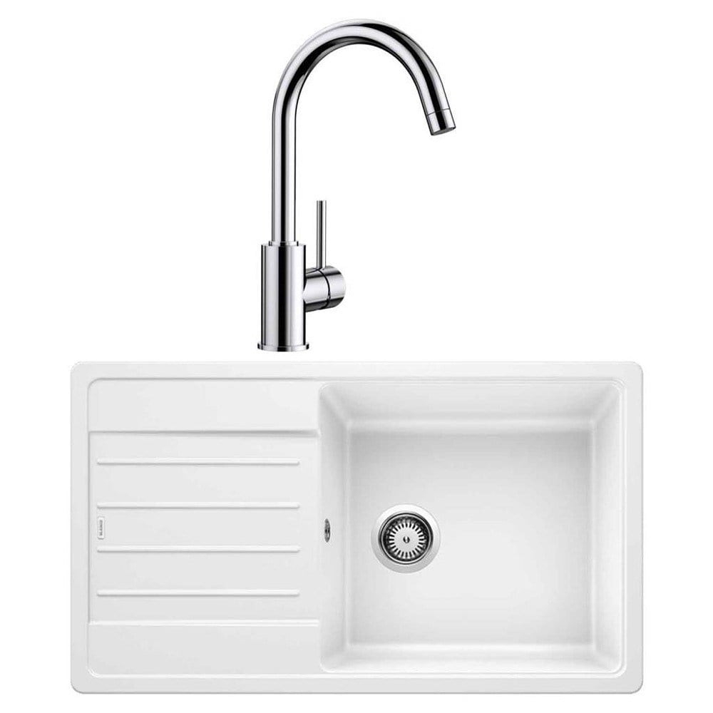 Blanco LEGRA XL 6 S Granit Beyaz Evye, MIDA Krom Armatür Set