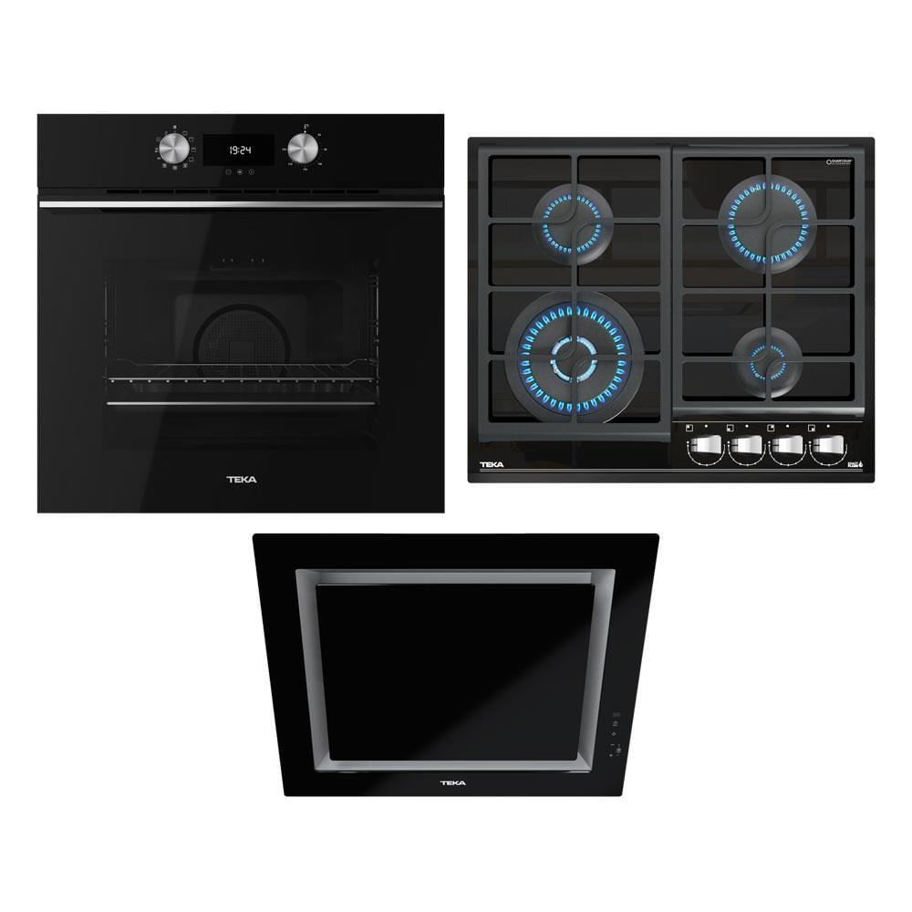 Teka Urban 60 Siyah Ankastre Set, HLB 8400 BK Fırın, GZC 64320 XBC BK Ocak, DLV 68660 BK TOS Davlumbaz