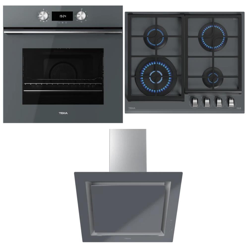 Teka HLB 8400 ST Fırın, GZC 64320 XBC ST E4 Ocak, DLV 68660 ST TOS Davlumbaz, Stone Grey Renk, Ankastre Set