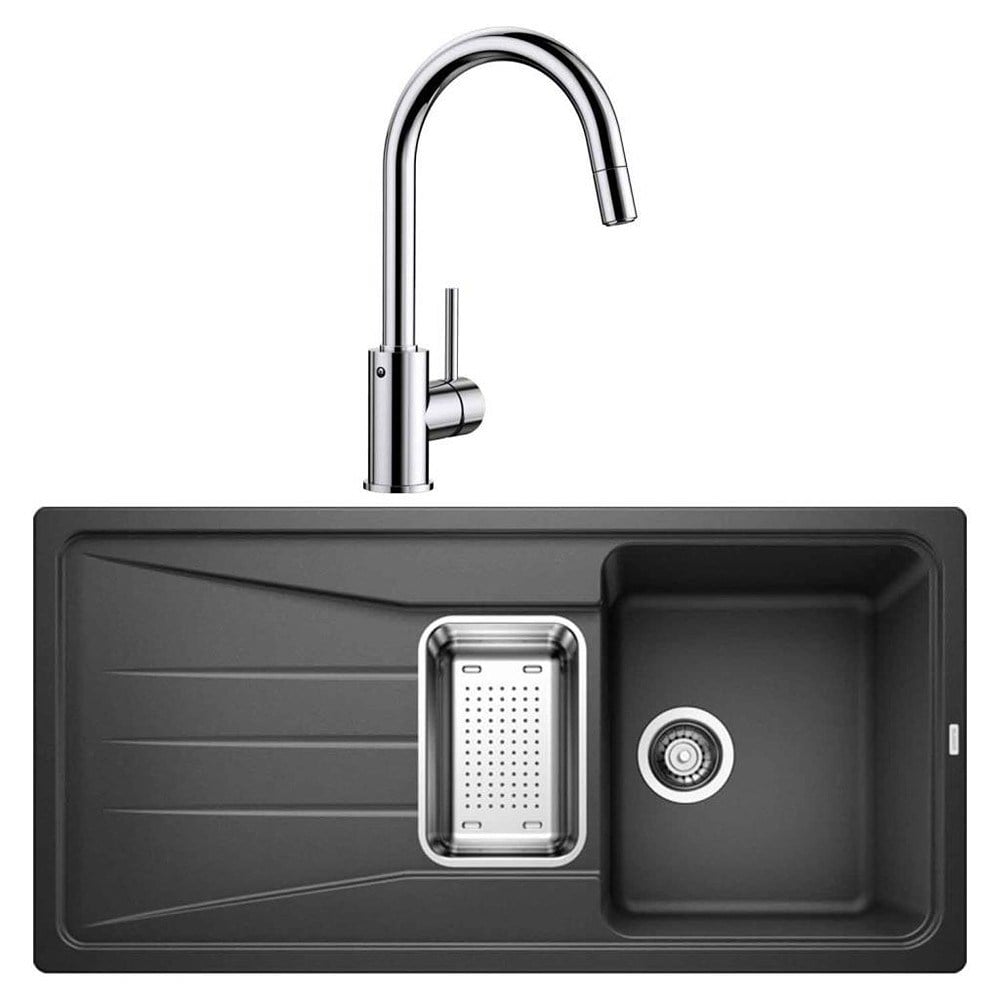 Blanco SONA 6 S Antrasit Granit Evye, MIDA-S Krom Spiralli Armatür Set, Aksesuar Hediyeli