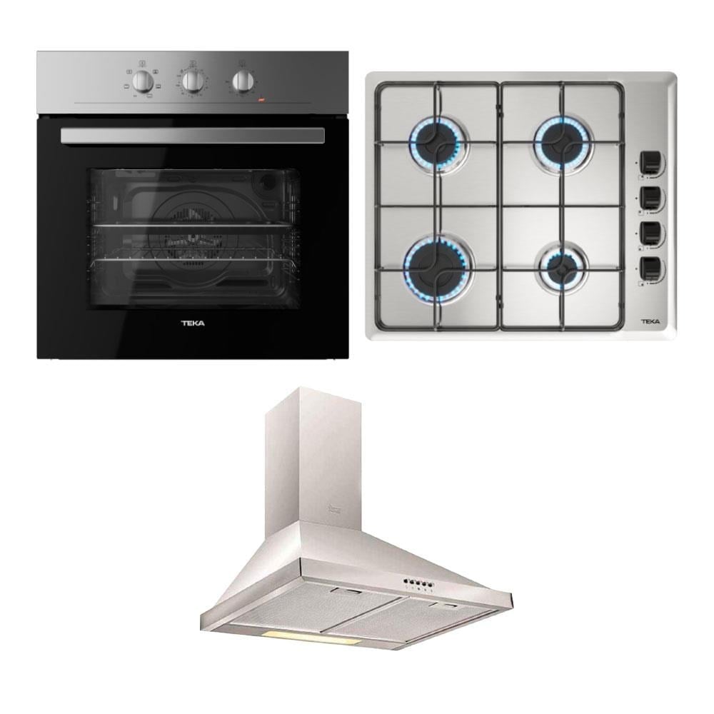 Teka Ankastre Set Chef 1; HE 715 SS Ankastre Fırın, HLX 640 Ankastre Ocak, DF 60 Davlumbaz, Inox