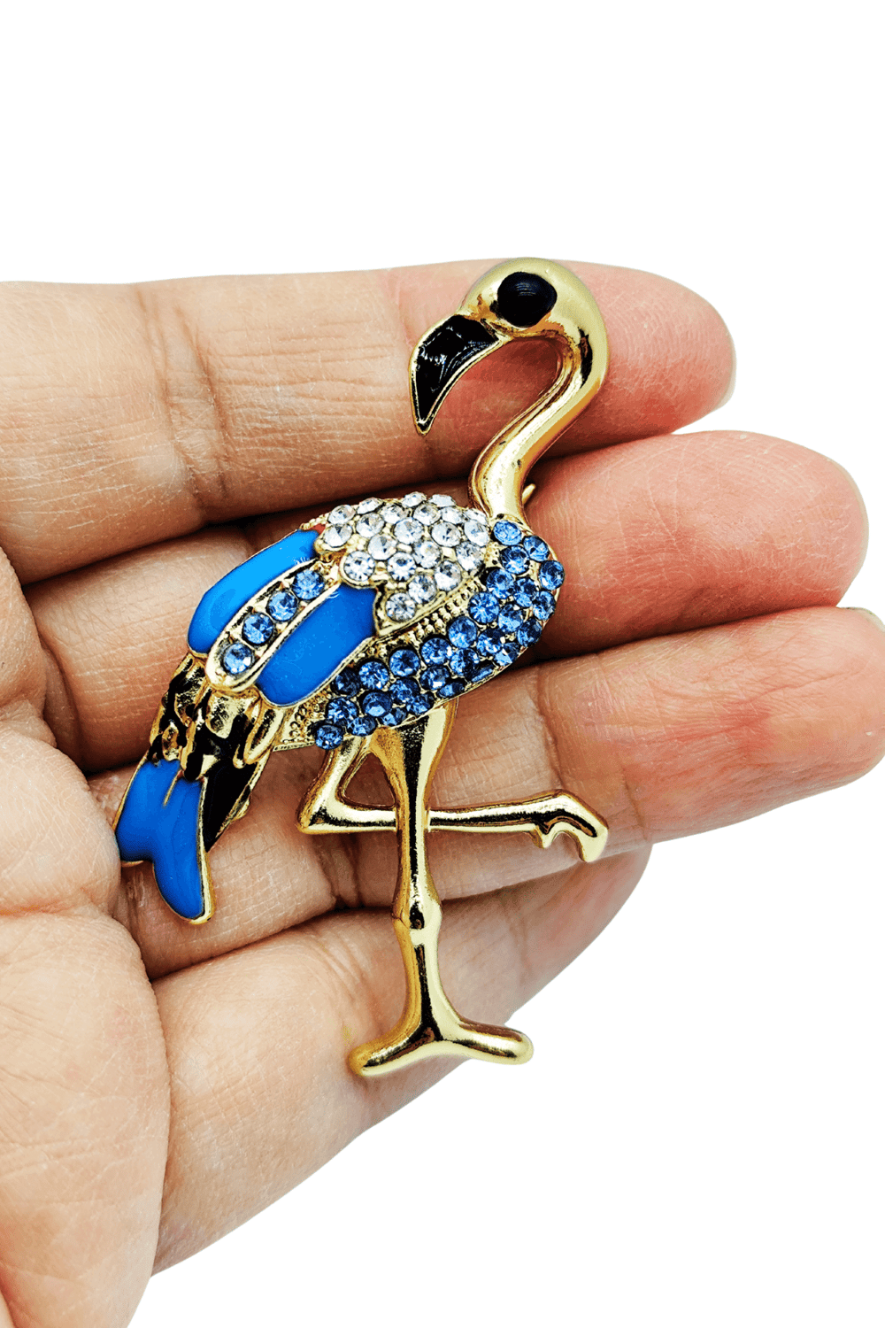 Azure Flamingo Işıltılı Taşlı Gold Flamingo Broş