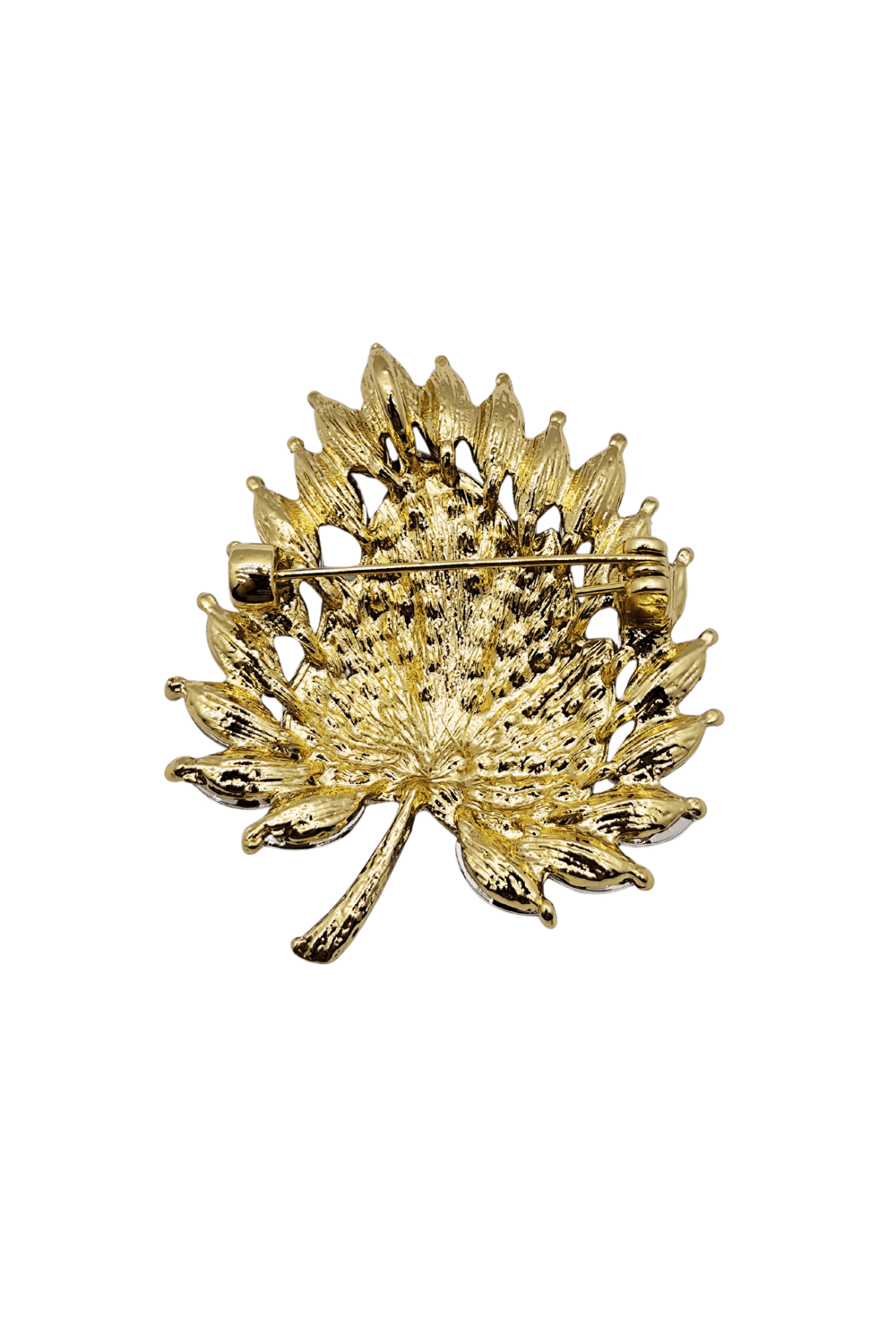 Golden Autumn Işıltılı Taşlı Yaprak Broş